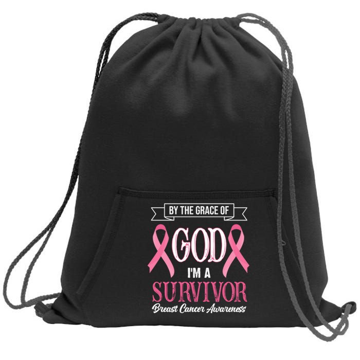 By The Grace Of God I'm A Survivor Breast Cancer Awareness Sweatshirt Cinch Pack Bag