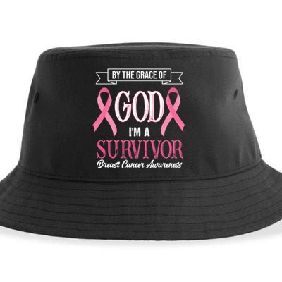 By The Grace Of God I'm A Survivor Breast Cancer Awareness Sustainable Bucket Hat