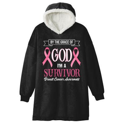 By The Grace Of God I'm A Survivor Breast Cancer Awareness Hooded Wearable Blanket