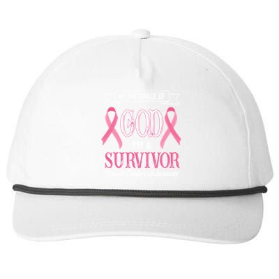 By The Grace Of God I'm A Survivor Breast Cancer Awareness Snapback Five-Panel Rope Hat