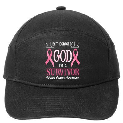 By The Grace Of God I'm A Survivor Breast Cancer Awareness 7-Panel Snapback Hat