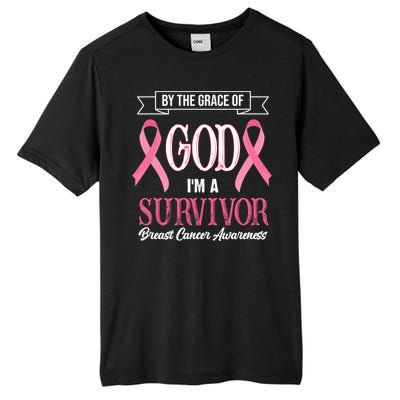 By The Grace Of God I'm A Survivor Breast Cancer Awareness Tall Fusion ChromaSoft Performance T-Shirt