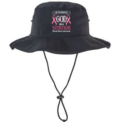 By The Grace Of God I'm A Survivor Breast Cancer Awareness Legacy Cool Fit Booney Bucket Hat