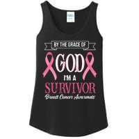 By The Grace Of God I'm A Survivor Breast Cancer Awareness Ladies Essential Tank