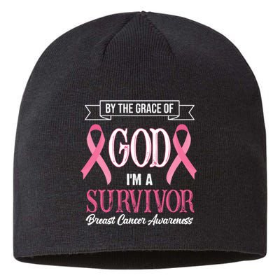 By The Grace Of God I'm A Survivor Breast Cancer Awareness Sustainable Beanie