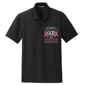 By The Grace Of God I'm A Survivor Breast Cancer Awareness Dry Zone Grid Polo