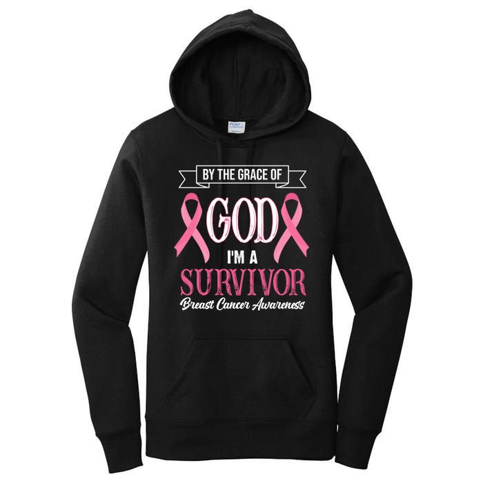 By The Grace Of God I'm A Survivor Breast Cancer Awareness Women's Pullover Hoodie