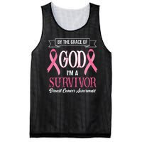 By The Grace Of God I'm A Survivor Breast Cancer Awareness Mesh Reversible Basketball Jersey Tank