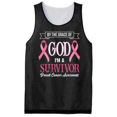 By The Grace Of God I'm A Survivor Breast Cancer Awareness Mesh Reversible Basketball Jersey Tank