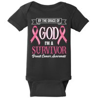 By The Grace Of God I'm A Survivor Breast Cancer Awareness Baby Bodysuit