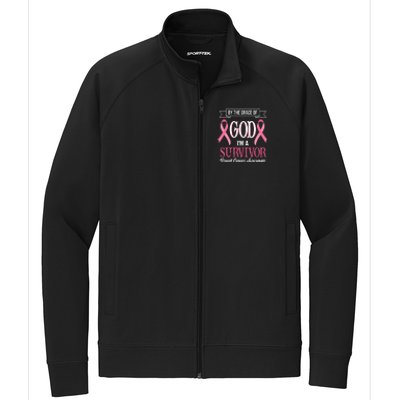 By The Grace Of God I'm A Survivor Breast Cancer Awareness Stretch Full-Zip Cadet Jacket