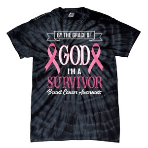 By The Grace Of God I'm A Survivor Breast Cancer Awareness Tie-Dye T-Shirt