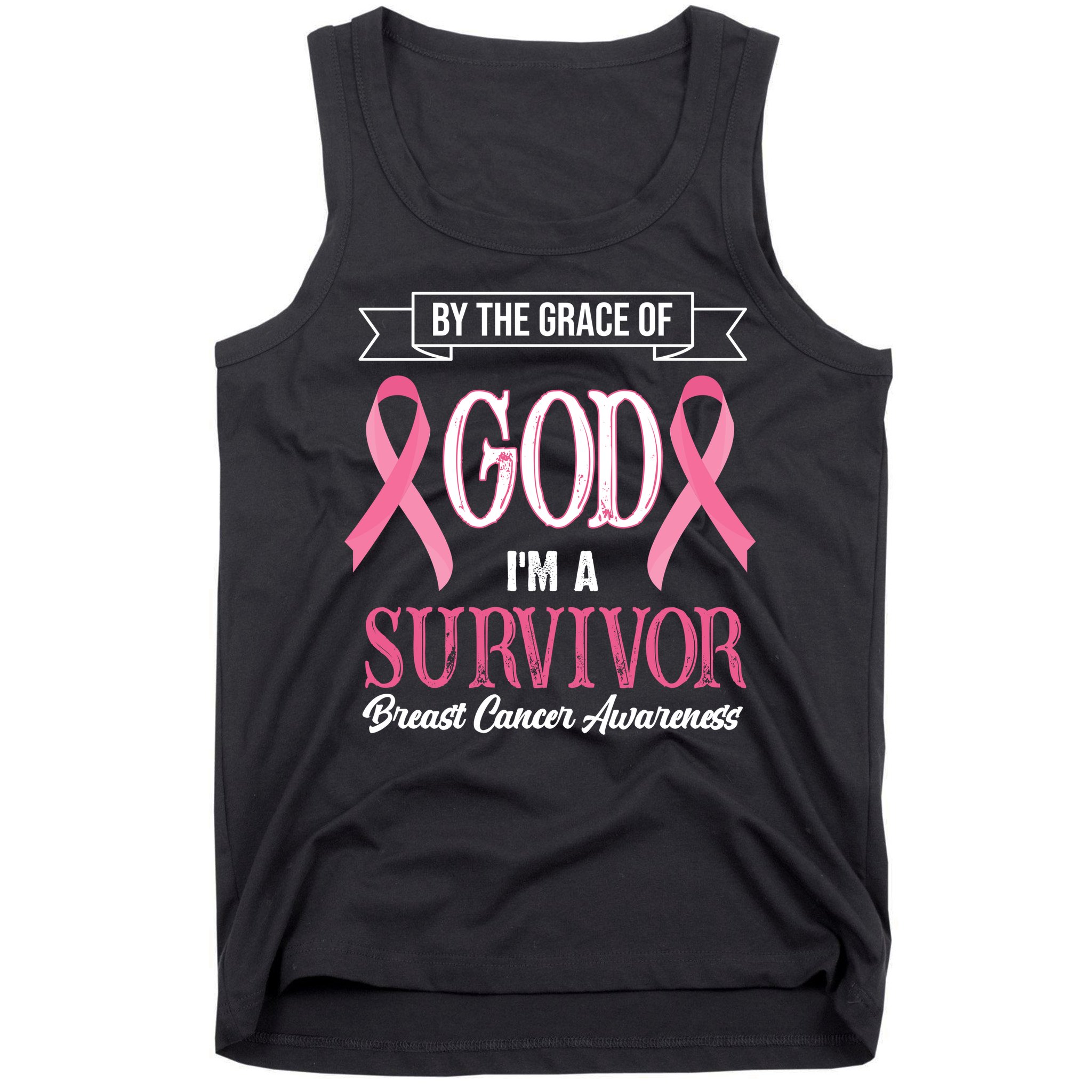 By The Grace Of God I'm A Survivor Breast Cancer Awareness Tank Top