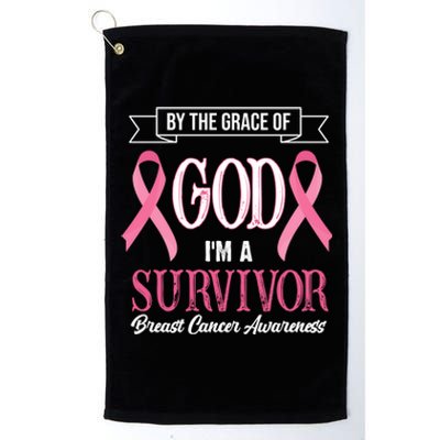 By The Grace Of God I'm A Survivor Breast Cancer Awareness Platinum Collection Golf Towel