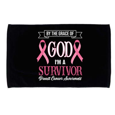 By The Grace Of God I'm A Survivor Breast Cancer Awareness Microfiber Hand Towel