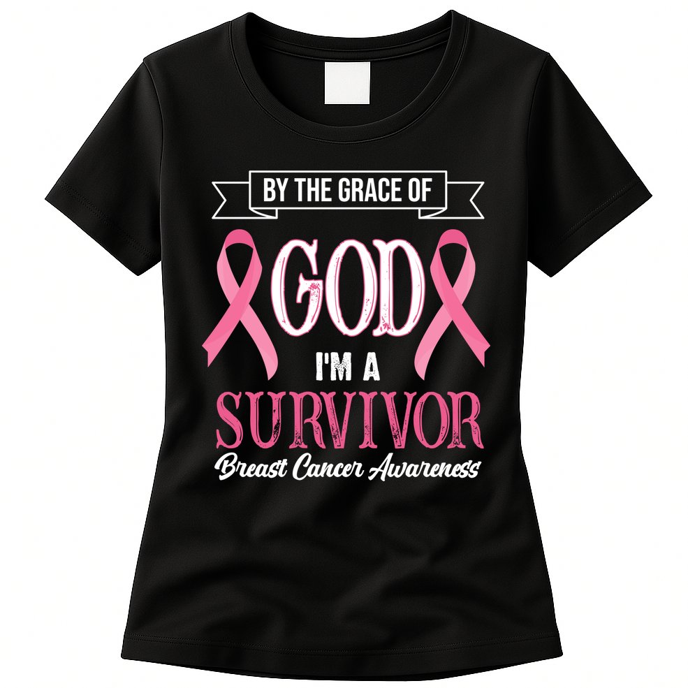 By The Grace Of God I'm A Survivor Breast Cancer Awareness Womens T-Shirt