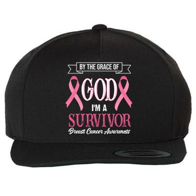 By The Grace Of God I'm A Survivor Breast Cancer Awareness Wool Snapback Cap