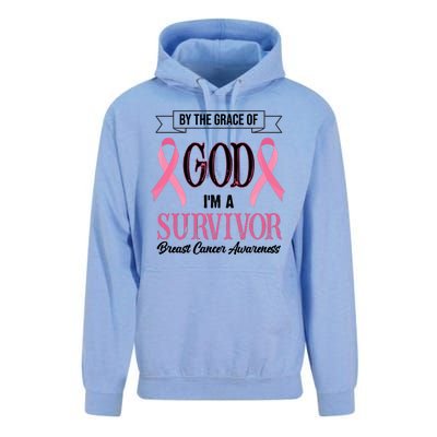 By The Grace Of God I'm A Survivor Breast Cancer Awareness Unisex Surf Hoodie