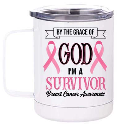 By The Grace Of God I'm A Survivor Breast Cancer Awareness 12 oz Stainless Steel Tumbler Cup