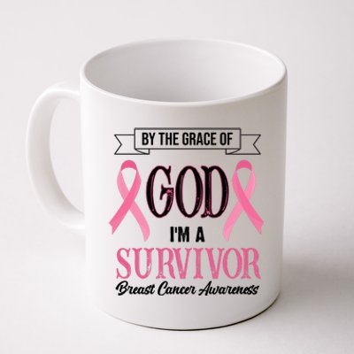 By The Grace Of God I'm A Survivor Breast Cancer Awareness Coffee Mug