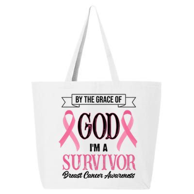 By The Grace Of God I'm A Survivor Breast Cancer Awareness 25L Jumbo Tote