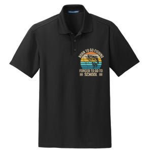 Born To Go Fishing Forced School Funny Fishing Dry Zone Grid Polo