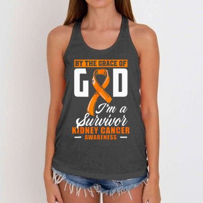 By The Grace God Im A Survivor Kidney Cancer Survivor Women's Knotted Racerback Tank