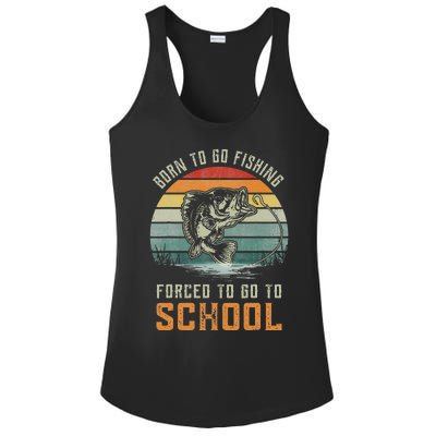 Born To Go Fishing Forced To Go To School Ladies PosiCharge Competitor Racerback Tank