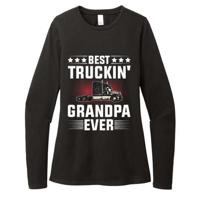 Best Truckin Grandpa Ever Fathers Day Trucker Papa Retro Womens CVC Long Sleeve Shirt