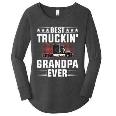 Best Truckin Grandpa Ever Fathers Day Trucker Papa Retro Women's Perfect Tri Tunic Long Sleeve Shirt