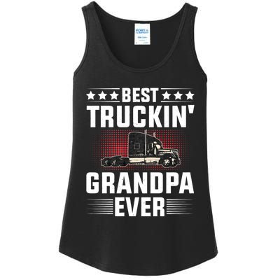 Best Truckin Grandpa Ever Fathers Day Trucker Papa Retro Ladies Essential Tank