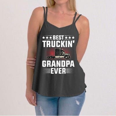 Best Truckin Grandpa Ever Fathers Day Trucker Papa Retro Women's Strappy Tank