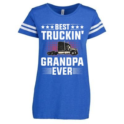 Best Truckin Grandpa Ever Fathers Day Trucker Papa Retro Enza Ladies Jersey Football T-Shirt