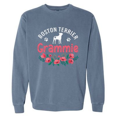 Boston Terrier Grammie Gifts Mom Funny Dog Lover Christmas Garment-Dyed Sweatshirt