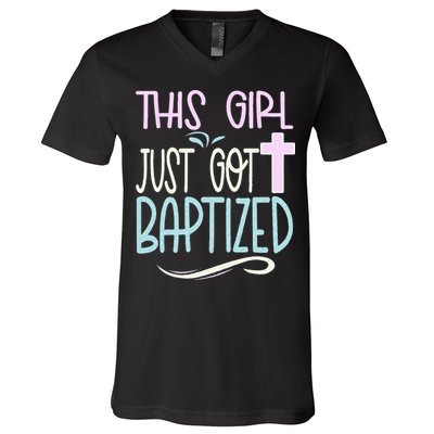 Baptism This Girl Baptized Christian 23 V-Neck T-Shirt