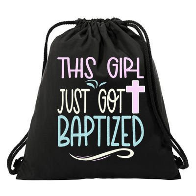 Baptism This Girl Baptized Christian 23 Drawstring Bag