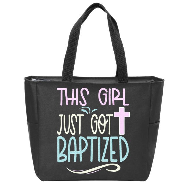 Baptism This Girl Baptized Christian 23 Zip Tote Bag
