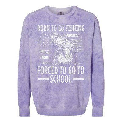 Born To Go Fishing Bass Fish Fisherman Funny Fishing Colorblast Crewneck Sweatshirt