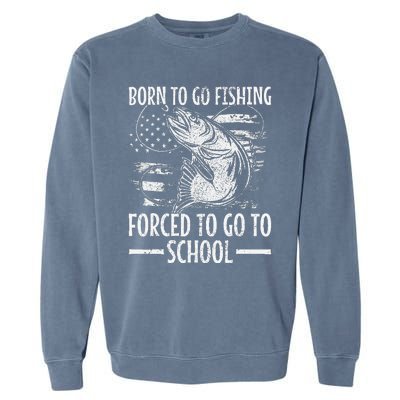 Born To Go Fishing Bass Fish Fisherman Funny Fishing Garment-Dyed Sweatshirt