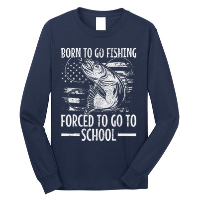 Born To Go Fishing Bass Fish Fisherman Funny Fishing Long Sleeve Shirt