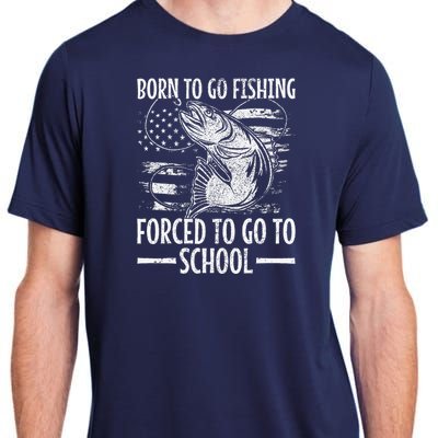 Born To Go Fishing Bass Fish Fisherman Funny Fishing Adult ChromaSoft Performance T-Shirt