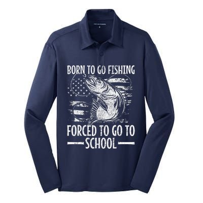 Born To Go Fishing Bass Fish Fisherman Funny Fishing Silk Touch Performance Long Sleeve Polo