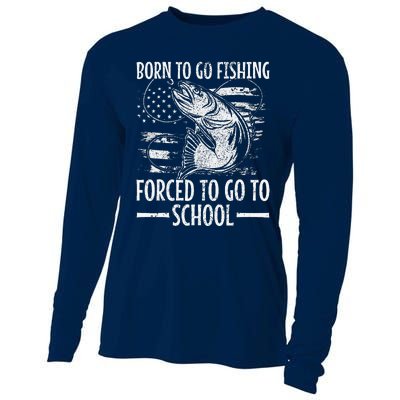 Born To Go Fishing Bass Fish Fisherman Funny Fishing Cooling Performance Long Sleeve Crew