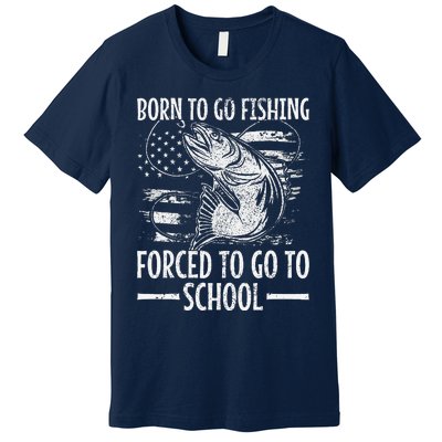 Born To Go Fishing Bass Fish Fisherman Funny Fishing Premium T-Shirt