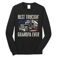 Best Truckin Grandpa Big Rig Semi Truck Driver Trucker Long Sleeve Shirt