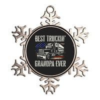 Best Truckin Grandpa Big Rig Semi Truck Driver Trucker Metallic Star Ornament