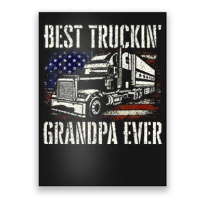 Best Truckin Grandpa Big Rig Semi Truck Driver Trucker Poster