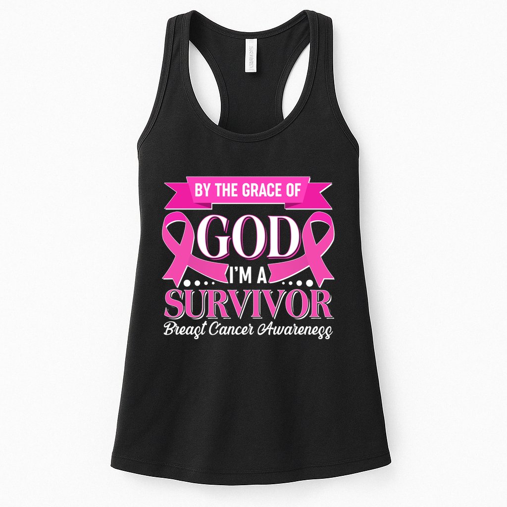 By The Grace Of God I'm A Survivor Breast Cancer Awareness Womens Tank Top