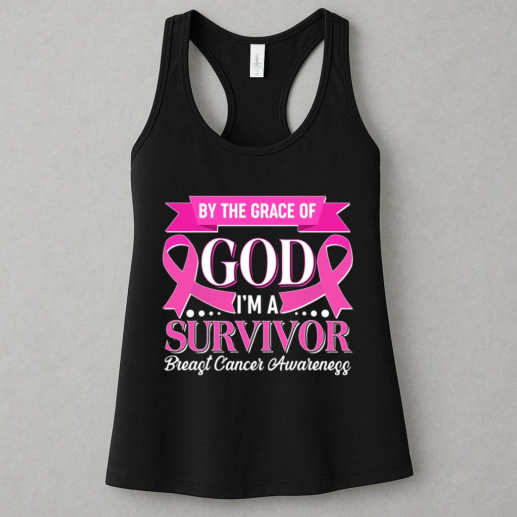 By The Grace Of God I'm A Survivor Breast Cancer Awareness Womens Tank Top