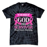 By The Grace Of God I'm A Survivor Breast Cancer Awareness Tie-Dye T-Shirt